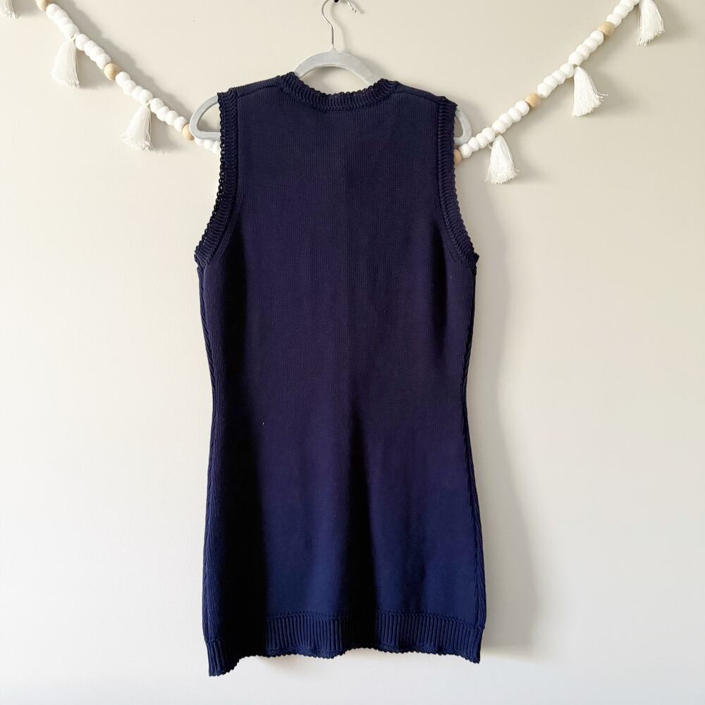 NEW Reformation Catalina Rib Cotton Faux Gold-Tone Button Mini Dress Navy Large - Picture 13 of 13